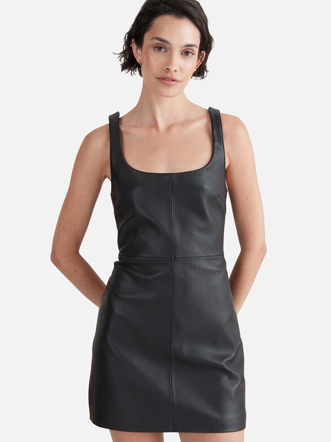 Delaney Leather Mini Dress - Black