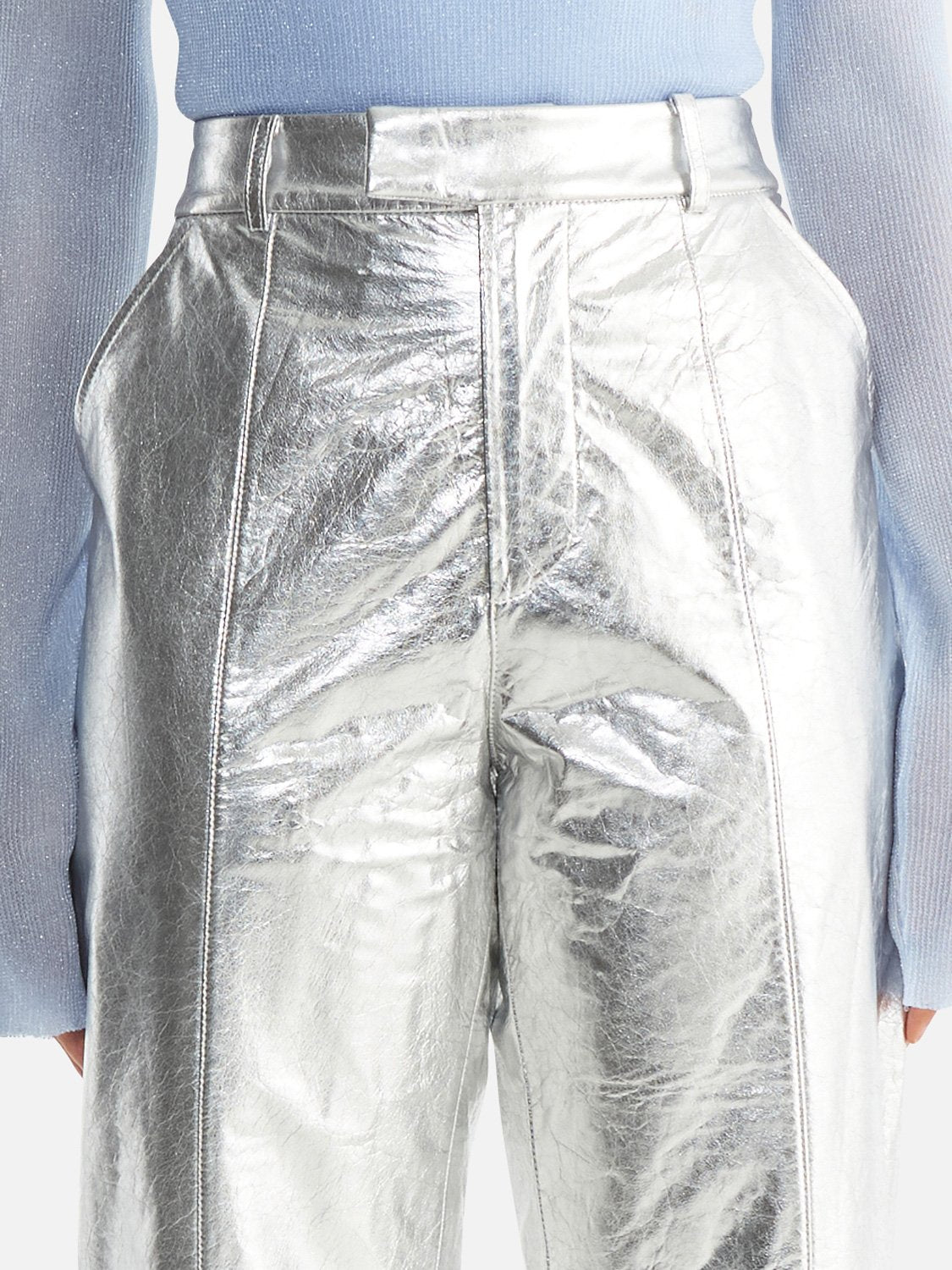 Danielle Leather Pant - Metallic Silver