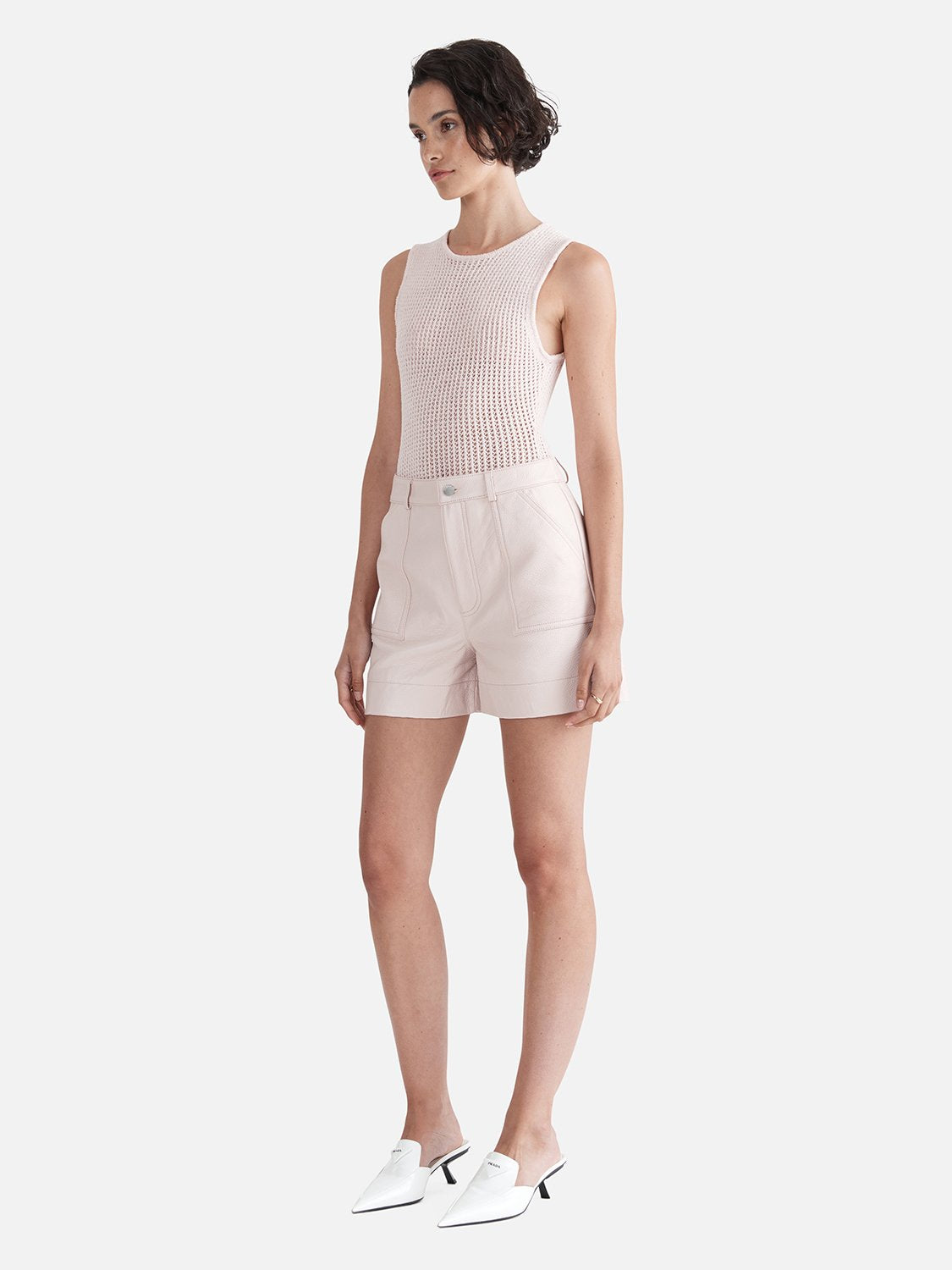 Danielle Textured Leather Short - Pink Ice
