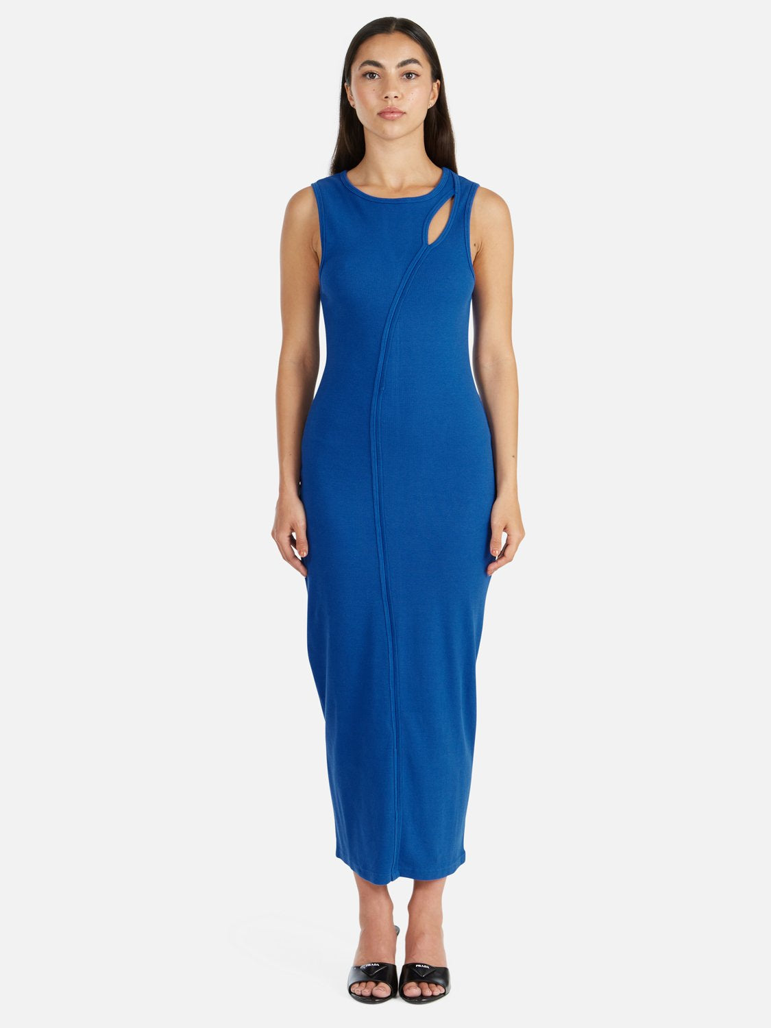 Bronte Cut Out Rib Dress - Dazzling Blue