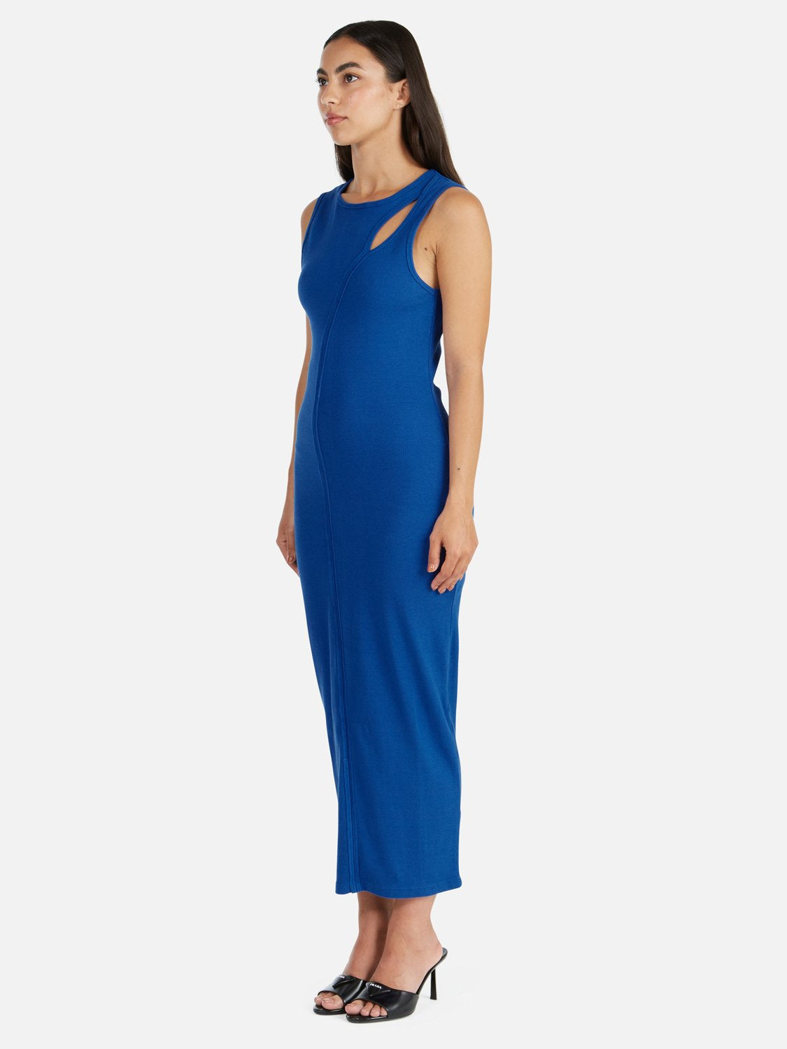 Bronte Cut Out Rib Dress - Dazzling Blue