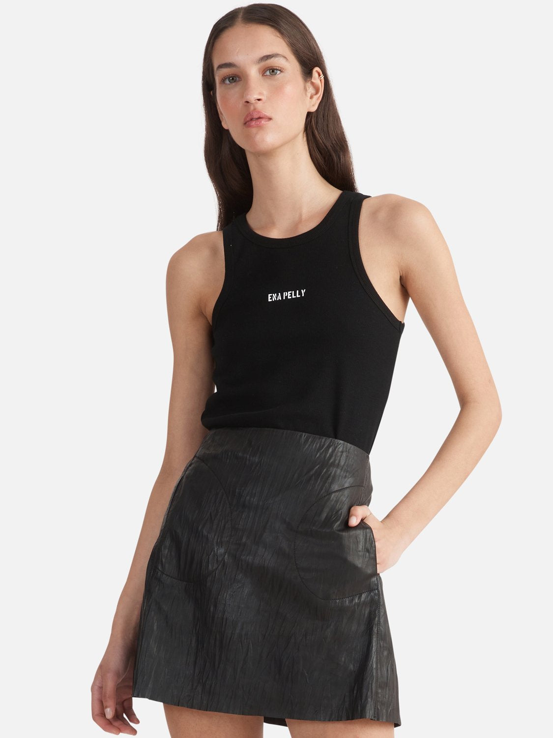 Hazel Leather Mini Skirt - Black