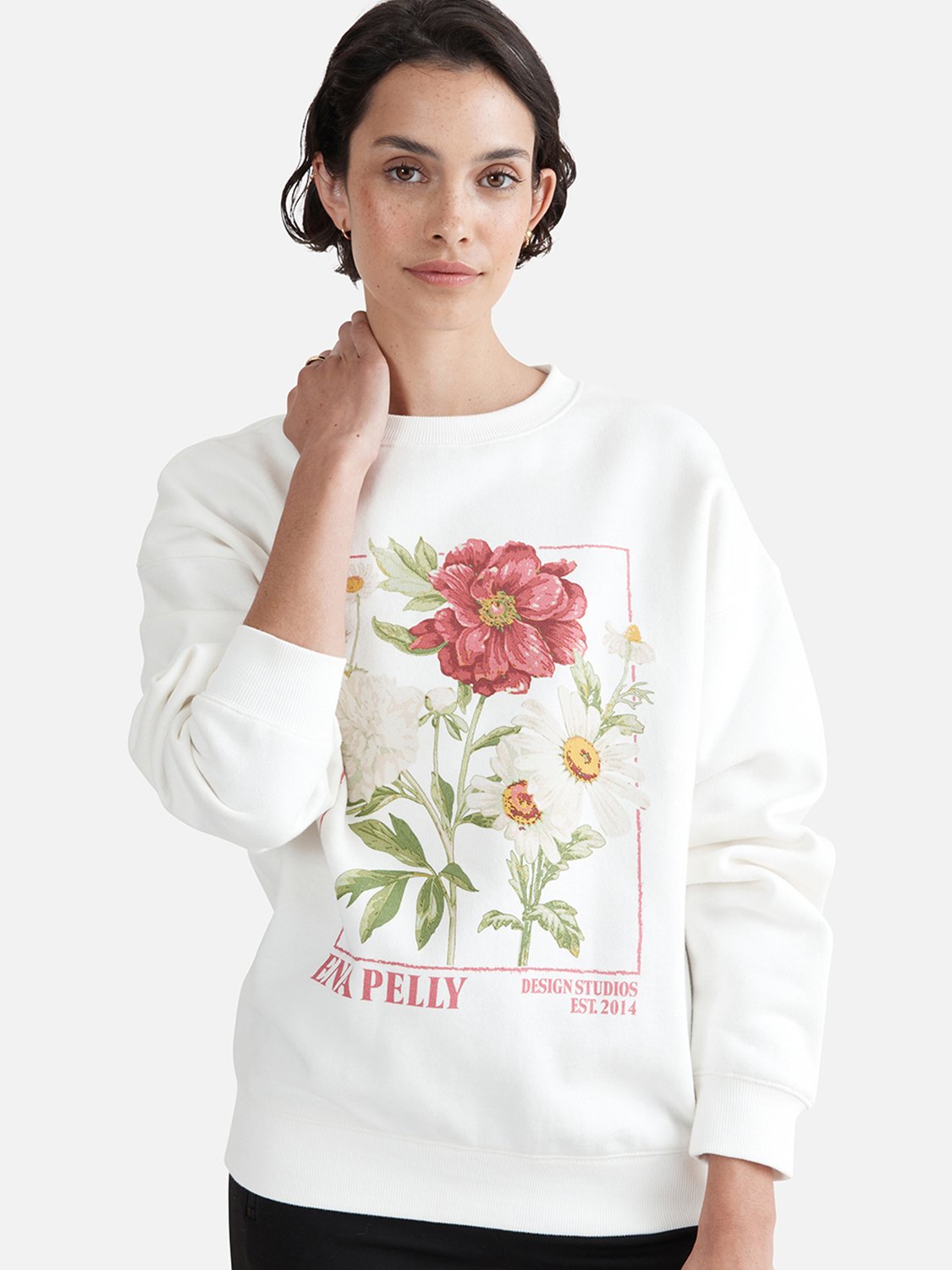 Bouquet Relaxed Sweater - Vintage White