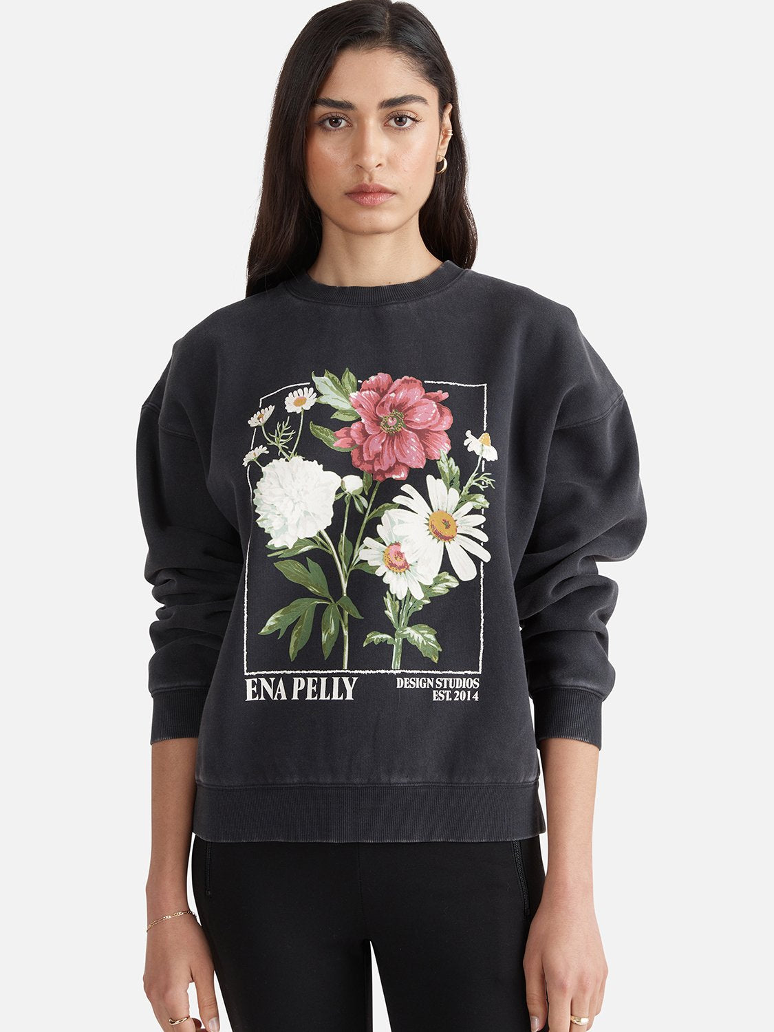 Bouquet Relaxed Sweater - Vintage Black